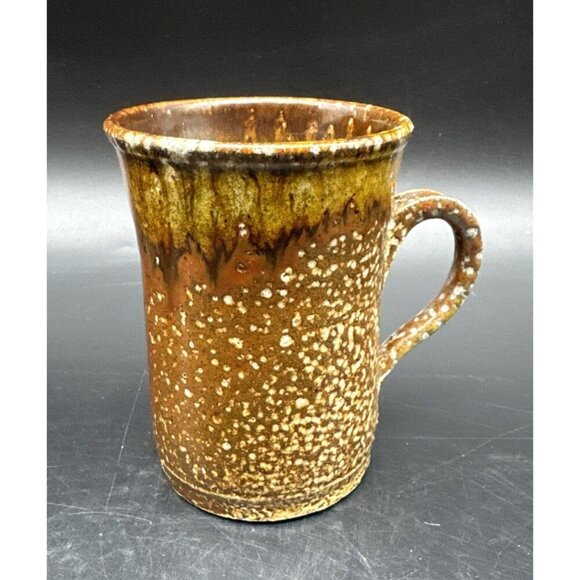 VTG Studio Art Pottery Mixed Artist Brown Coffee Tea Mug Set Of 4 Signed - Picture 4 of 16